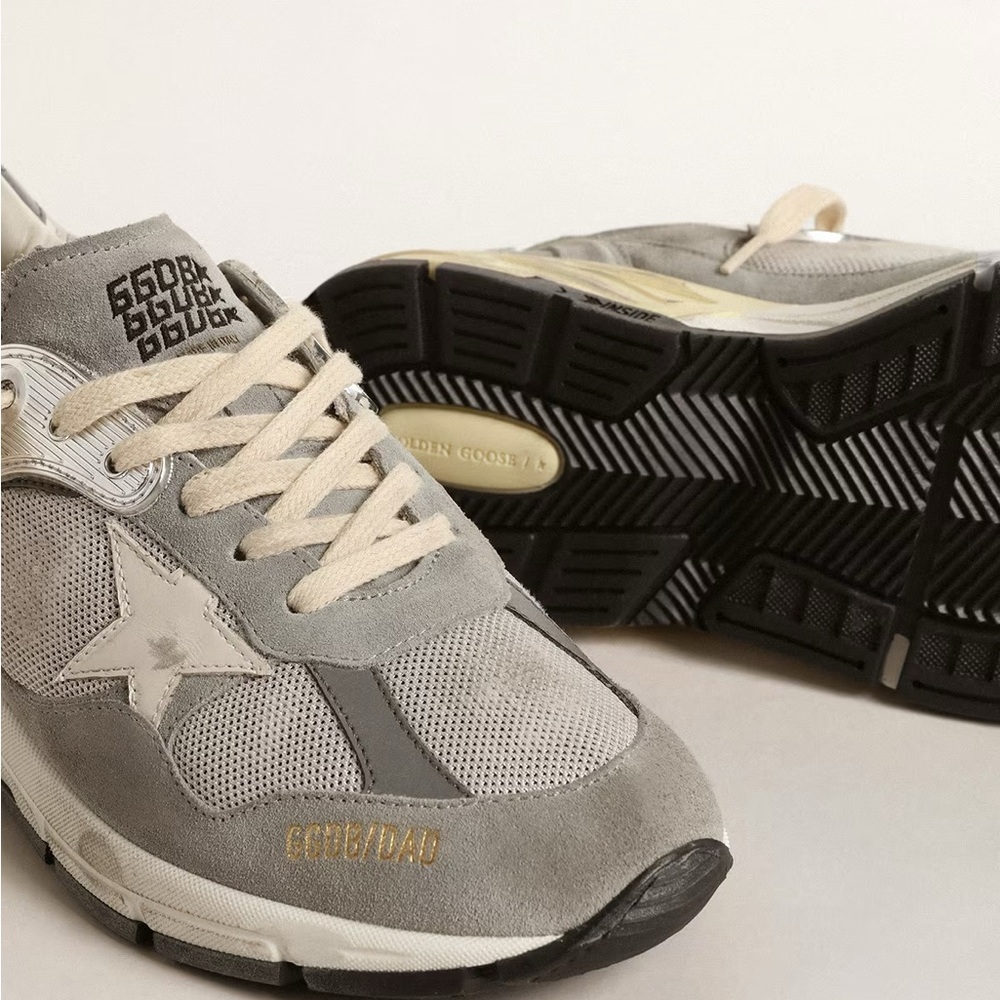 Golden Goose Women's Running Dad-Star Sneaker Suede Silver Mesh BNIB - Picture 10 of 14